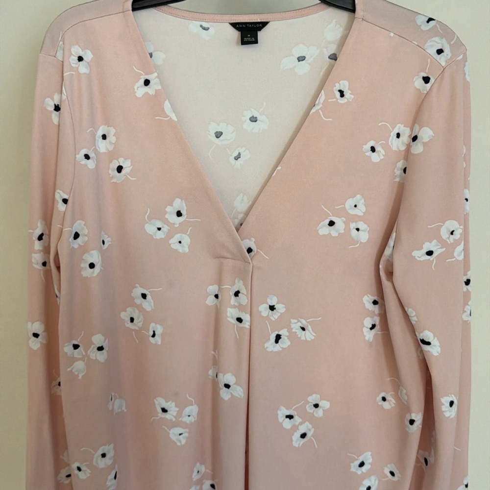 Ann Taylor Pink Floral Blouse